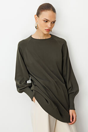 Balon Kollu Rayon Haki Tunik