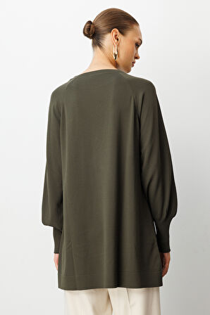 Balon Kollu Rayon Haki Tunik