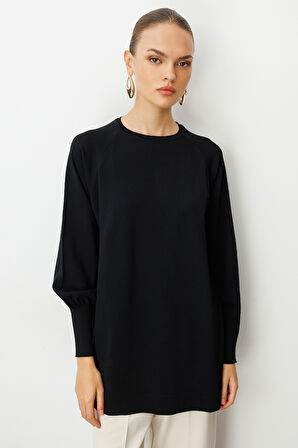 Balon Kollu Rayon Siyah Tunik