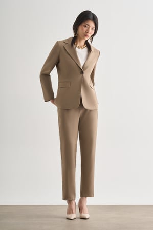 Mizalle Bej Tek Düğme Klasik Blazer Ceket