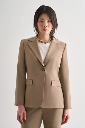 Mizalle Bej Tek Düğme Klasik Blazer Ceket
