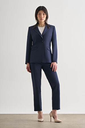 Mizalle Lacivert Tek Düğme Klasik Blazer Ceket
