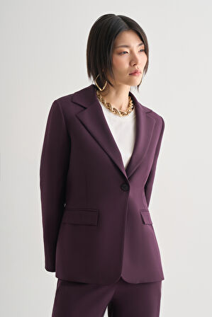 Mizalle Oversize Çift Yırtmaçlı Bordo Blazer Ceket