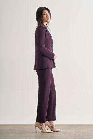 Mizalle Oversize Çift Yırtmaçlı Bordo Blazer Ceket