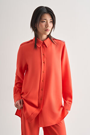 Mizalle Modal Karışımlı Apoletli Nar Çiçeği Tunik