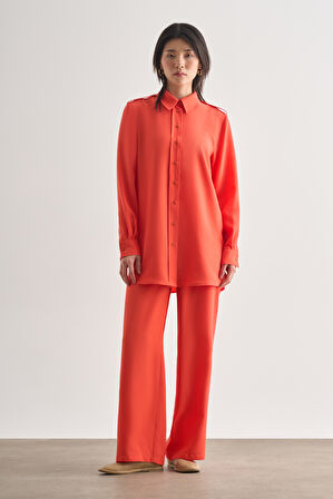 Mizalle Modal Karışımlı Apoletli Nar Çiçeği Tunik