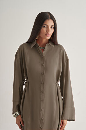 Mizalle Yandan Bağlı Modal Karışımlı Vizon Rengi Tunik