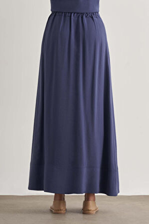 Mizalle Modal Karışımlı İndigo Mavi Maksi Evaze Etek