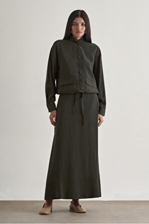 Mizalle Modal Karışımlı Antrasit Maksi Evaze Etek