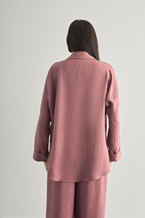 Mizalle Keten Dokulu Torba Cepli Pudra Pembe Tunik