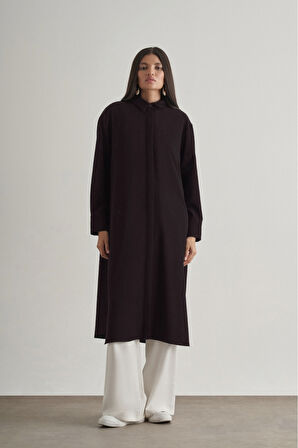 Mizallle Çıtçıtlı Uzun Yazlık Siyah Tunik