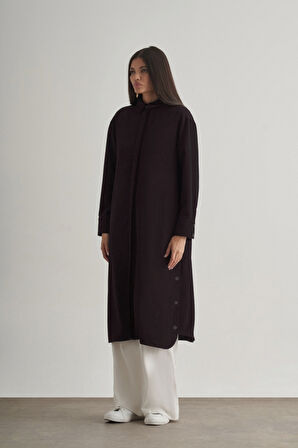 Mizallle Çıtçıtlı Uzun Yazlık Siyah Tunik