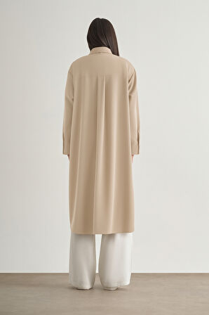 Mizallle Çıtçıtlı Uzun Yazlık Taş Rengi Tunik