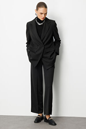 Mizalle Oversize Siyah Kruvaze Blazer Ceket