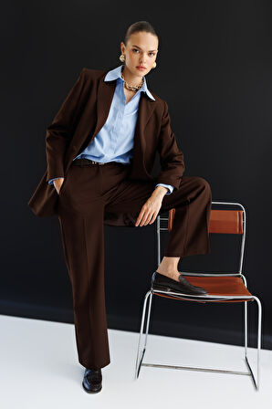 Mizalle Oversize Kahverengi Kruvaze Blazer Ceket