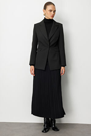 Mizalle Tek Düğme Klasik Siyah Ceket