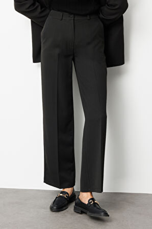 Mizalle Cepli Klasik Siyah Kumaş Pantolon