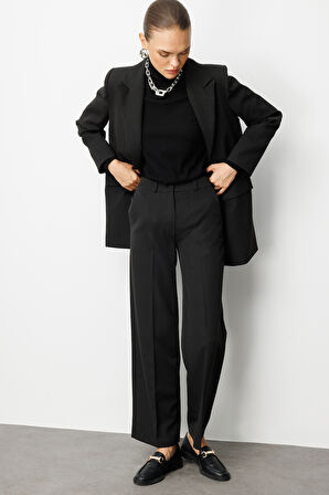 Mizalle Cepli Klasik Siyah Kumaş Pantolon