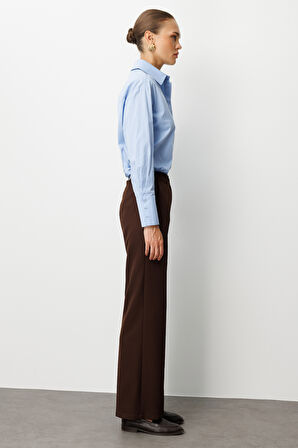 Mizalle Cepli Klasik Kahverengi Kumaş Pantolon