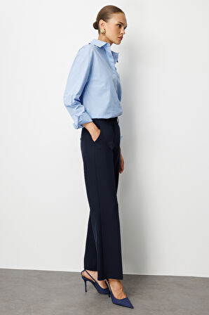 Mizalle Cepli Klasik Lacivert Kumaş Pantolon