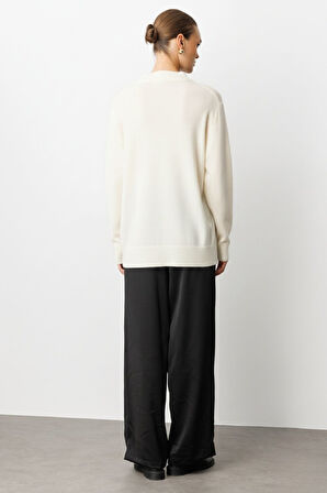 Mizalle Basic Yarım Balıkçı Ekru Triko Kazak