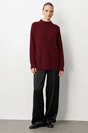 Mizalle Basic Yarım Balıkçı Bordo Triko Kazak