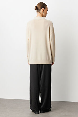 Mizalle Basic Yarım Balıkçı Taş Rengi Triko Kazak