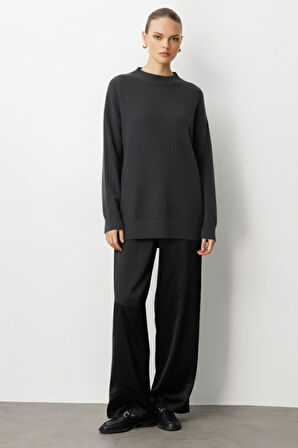 Mizalle Basic Yarım Balıkçı Antrasit Triko Kazak