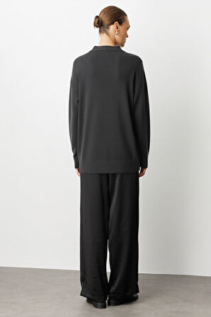 Mizalle Basic Yarım Balıkçı Antrasit Triko Kazak