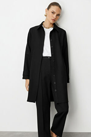 Mizalle Melanj Dokuma Siyah Klasik Pantolon