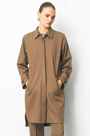 Mizalle Melanj Dokuma Bej Rengi Klasik Pantolon