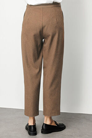 Mizalle Melanj Dokuma Bej Rengi Klasik Pantolon