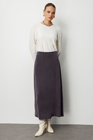 Mizalle A Kesim Cupro Siyah Maksi Etek