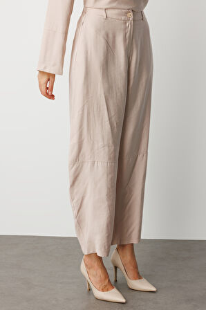 Mizalle Şalvar Kesim Modal Karışımlı Bej Rengi Pantolon