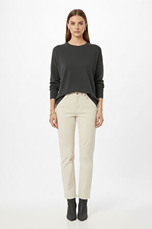 Mizalle Ekstra Oversize Düşük Kol Basic Antrasit İnce Triko Kazak