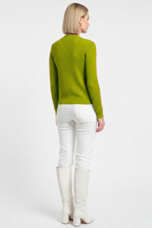 F.yeşil Mizalle Metal Düğmeli Yuvarlak Yaka Kaşkorse Fıstık Yeşili H