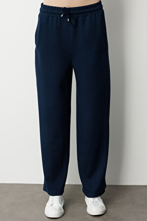 Mizalle Lastikli Yumuşak Dokulu İndigo Mavi Jogger Pantolon