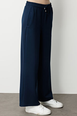 Mizalle Lastikli Yumuşak Dokulu İndigo Mavi Jogger Pantolon