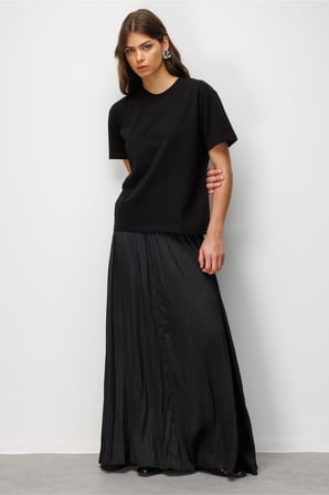 Mizalle Basic Düz Suprem Siyah T-Shirt