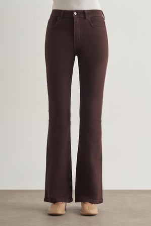 Mizalle Skinny Fit Kahverengi Denim Pantolon