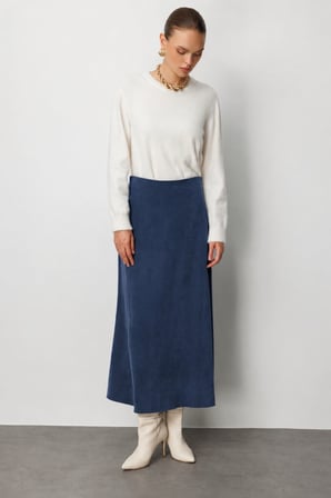 Mizalle A Kesim İndigo Maksi Etek
