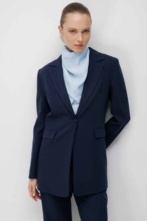 Mizalle Basic Tek Düğmeli Lacivert Ceket