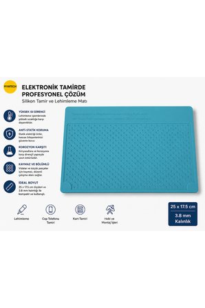 Isıya Dayanıklı Silikon Tamir Matı Anti-Statik Lehimleme Ve Bakım Pedi 25x17.5 cm