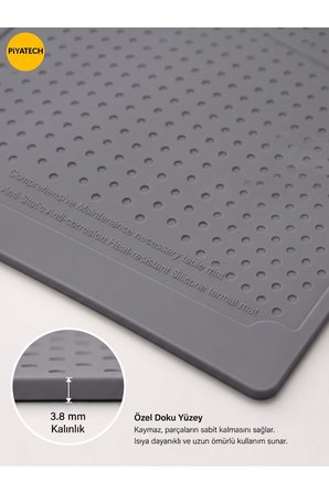 Isıya Dayanıklı Silikon Tamir Matı Anti-Statik Lehimleme Ve Bakım Pedi 25x17.5 cm - Gri