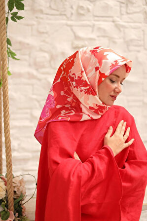 Silk Home Tivil İpek Eşarp IST11437-11 Pembe Karışık Desen