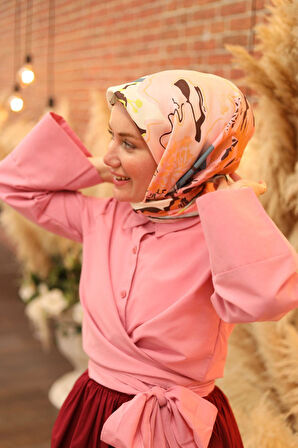 Silk Home Tivil İpek Eşarp IST11437-26 Mavi Karışık Desen