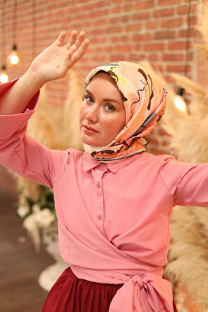 Silk Home Tivil İpek Eşarp IST11437-26 Mavi Karışık Desen