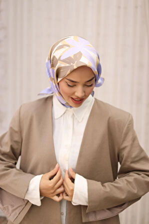 Silk Home Tivil İpek Eşarp IST11439-33  Somon, Su Yeşili, Turuncu, Yeşil Bej Karışık Desen