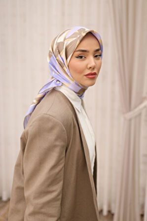 Silk Home Tivil İpek Eşarp IST11439-33  Somon, Su Yeşili, Turuncu, Yeşil Bej Karışık Desen