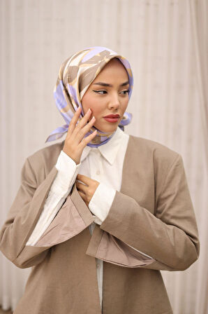 Silk Home Tivil İpek Eşarp IST11439-33  Somon, Su Yeşili, Turuncu, Yeşil Bej Karışık Desen